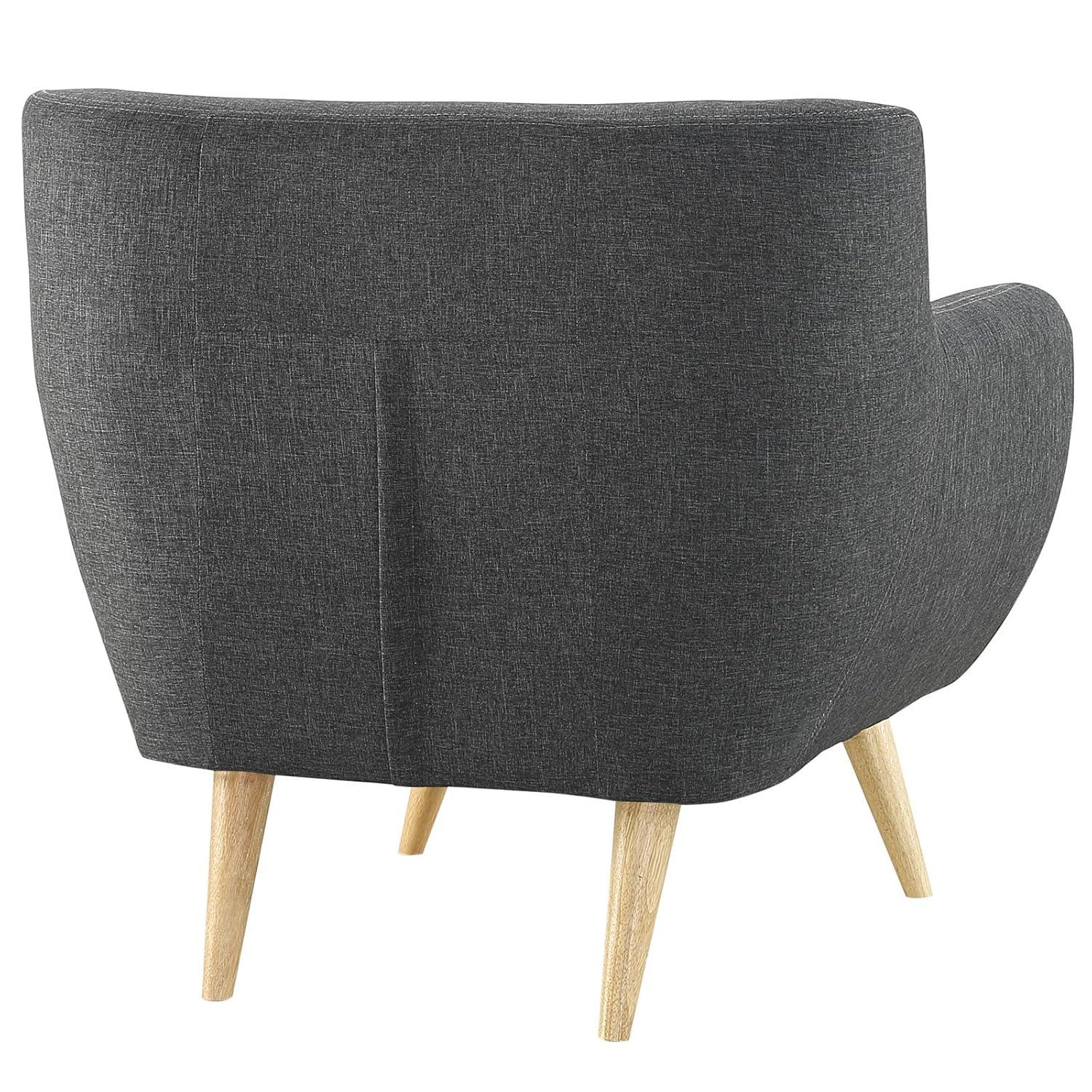 Gray Mid-Century Modern Upholstered Accent Chair with Wood Legs