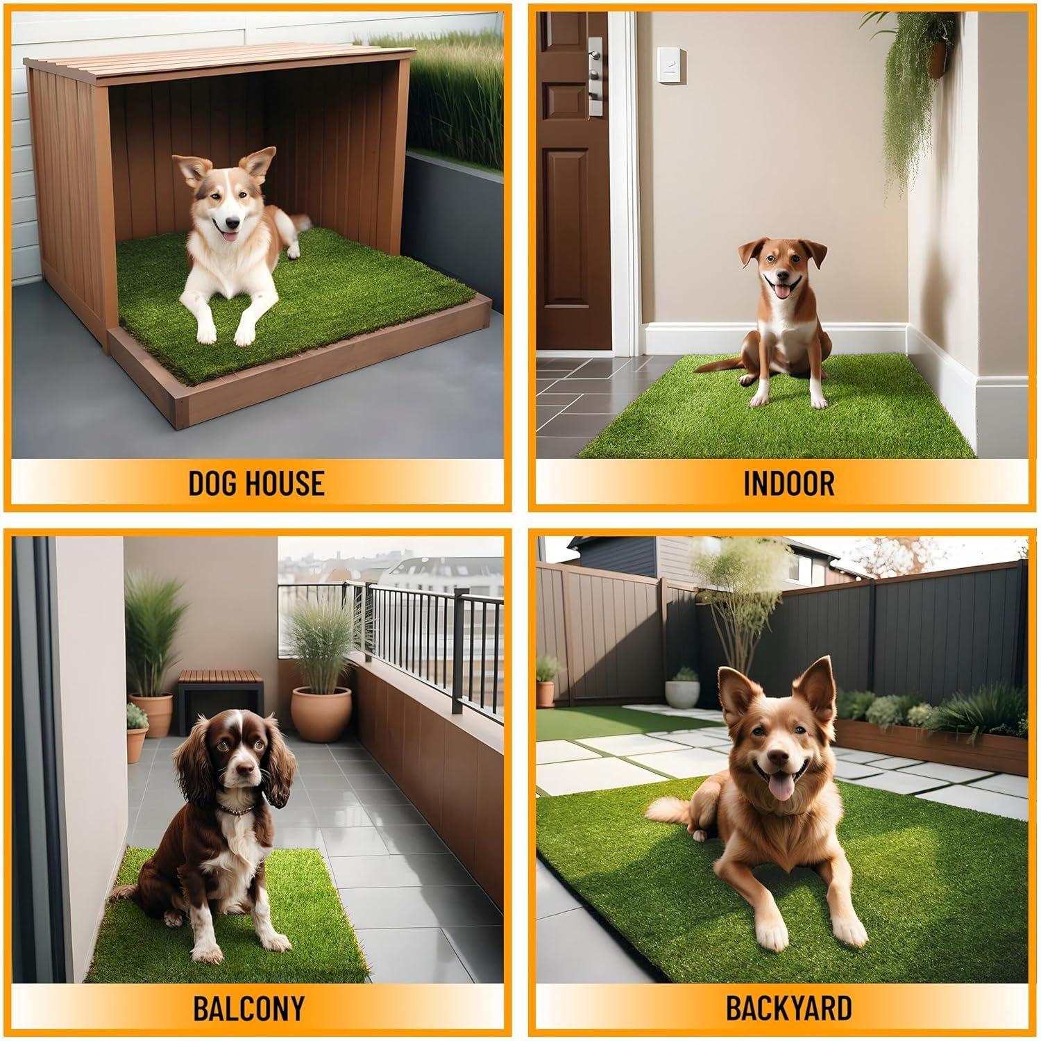 Ottomanson Pet Training Non-Slip Indoor/Outdoor Tray with Reusable Grass Pad