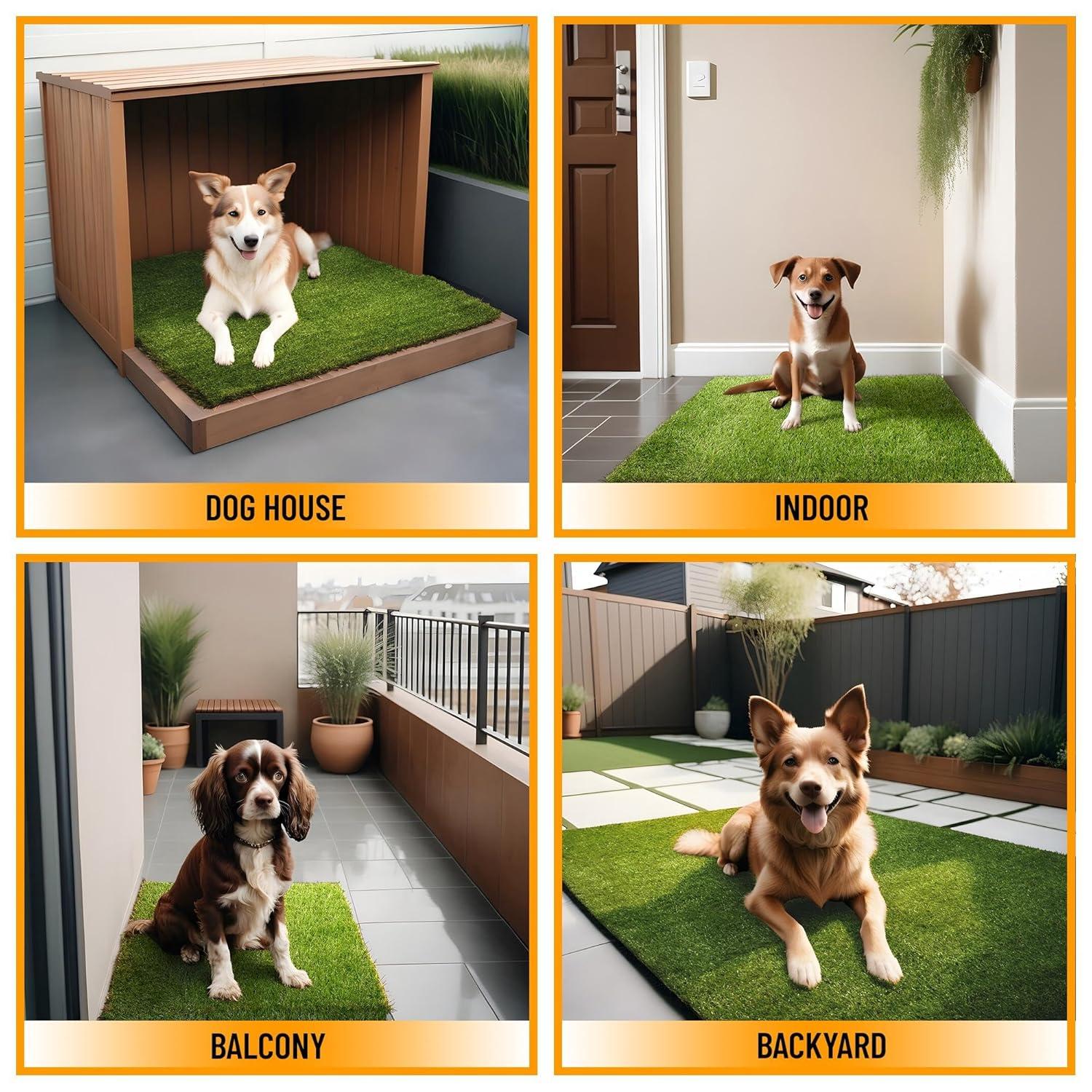 Ottomanson Pet Training Non-Slip Indoor/Outdoor Tray with Reusable Grass Pad