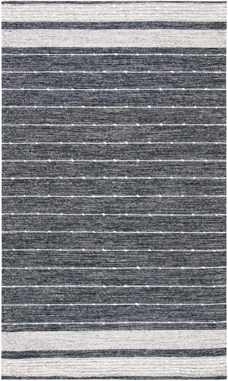 Striped Kilim STK509 Hand Woven Area Rug - Black/Ivory - 4'x6' - Safavieh.