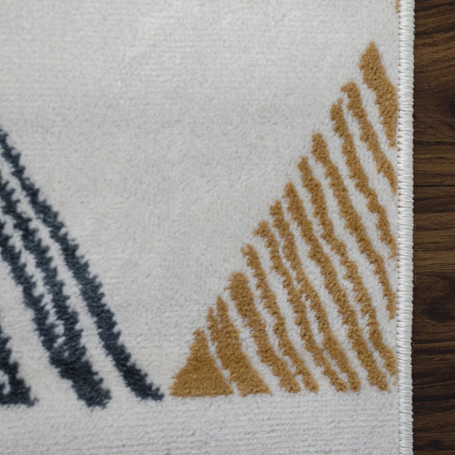 Superior Indoor Area Rug for Living/Dining/Family Room, Bedroom, Kitchen, Playroom, Durable Rug for Home and Office, On Tile & Carpet, Modern Geometric Casual, Adrija Collection - 8' x 10', Bone