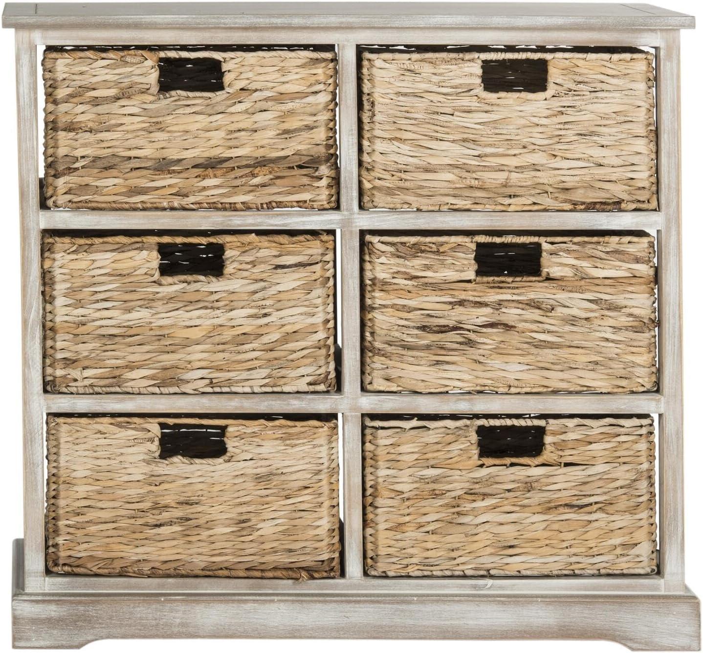 Keenan 6 Wicker Basket Storage Chest - White Wash - Safavieh.