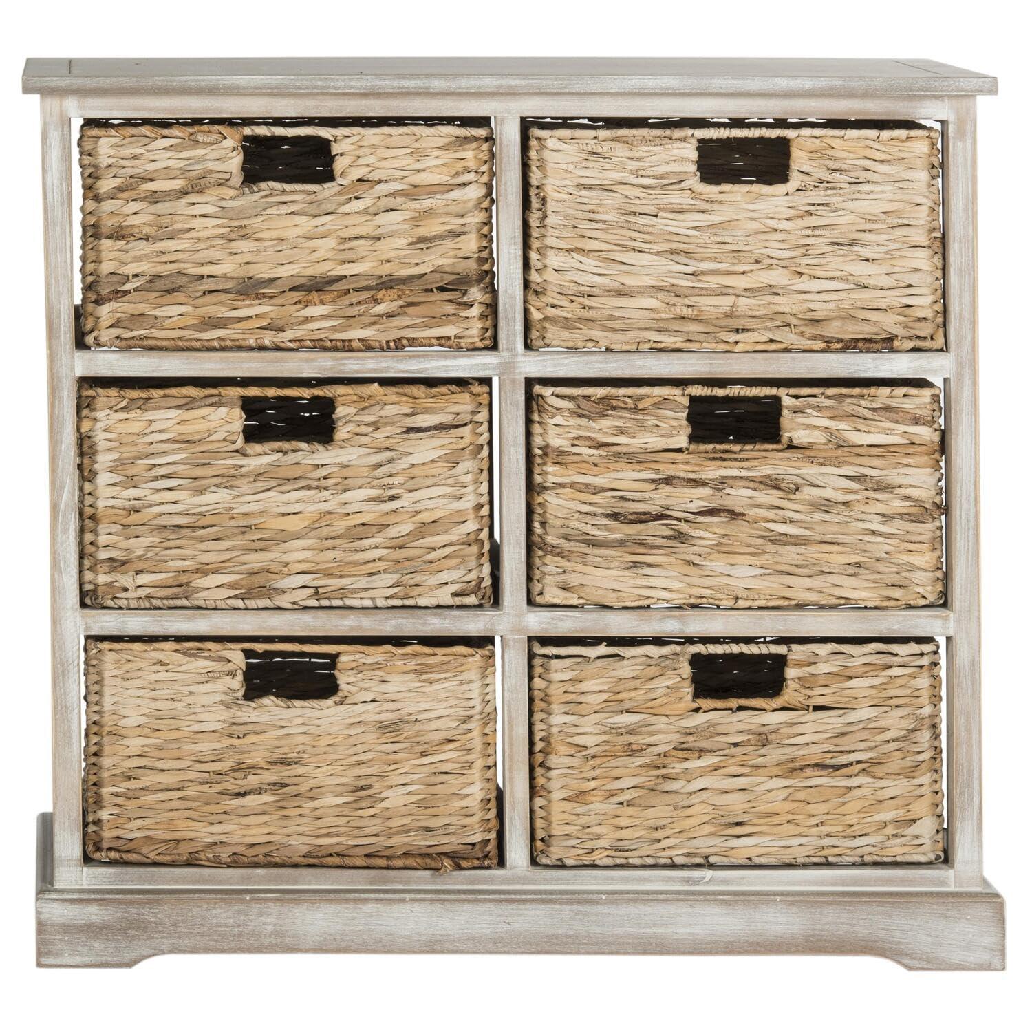 Keenan 6 Basket Storage Chest - AMH5740 - White Wash - Safavieh Couture