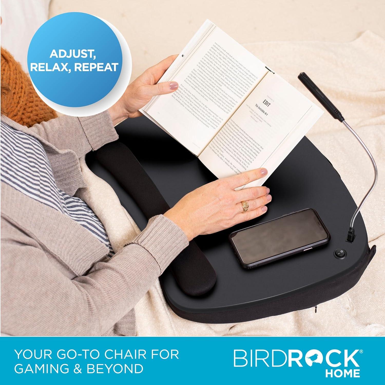 Sofia + Sam Oversized Memory Foam Lap Desk with USB Light - - Fits Laptops Up to 17 Inches - Matte Black