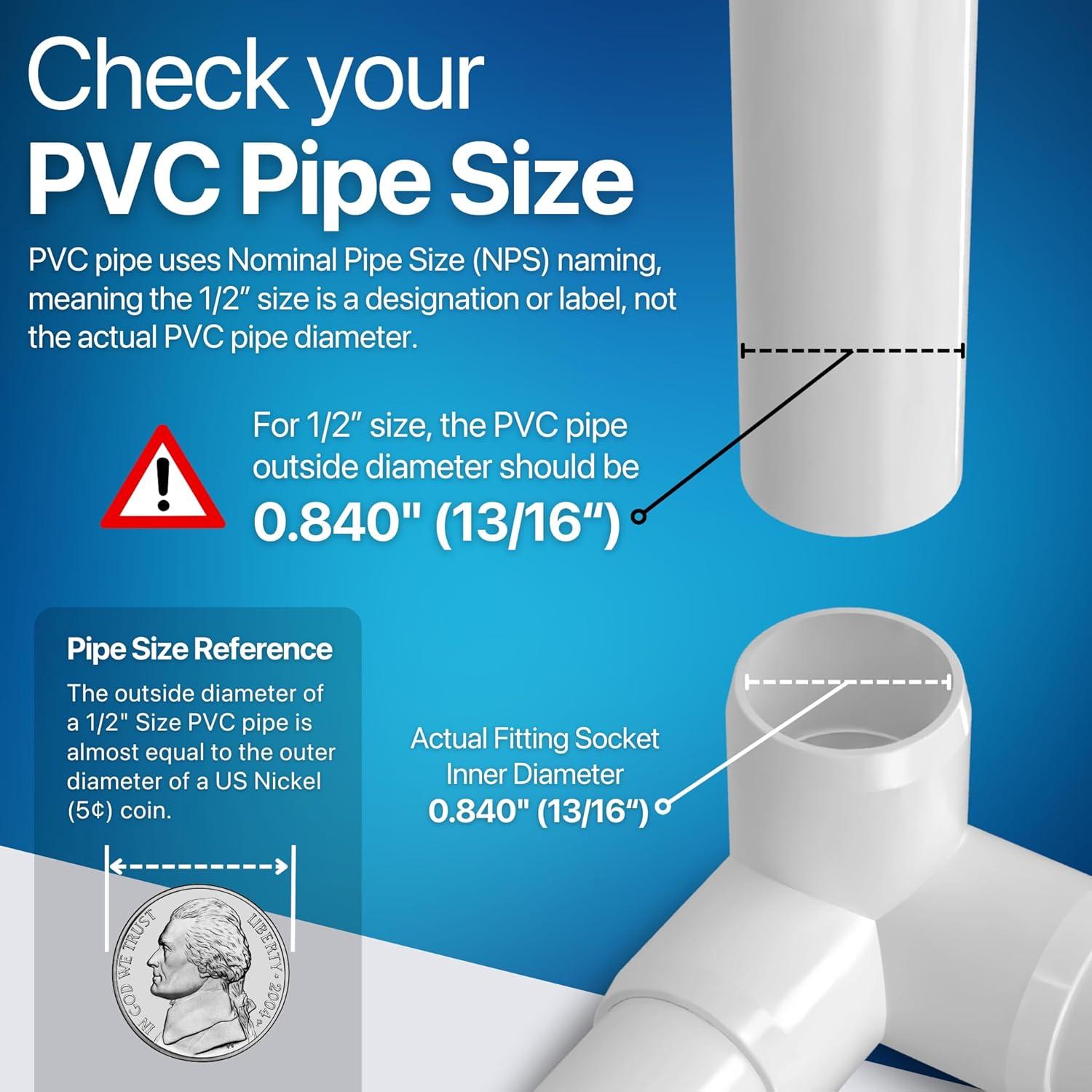 FORMUFIT 1/2" 3-Way Elbow Furniture Grade PVC Fitting in White, Made In USA, UV-Resistant, Impact-Proof, 0.840" Actual Socket Diameter (10-Pack) - F0123WE-WH-10