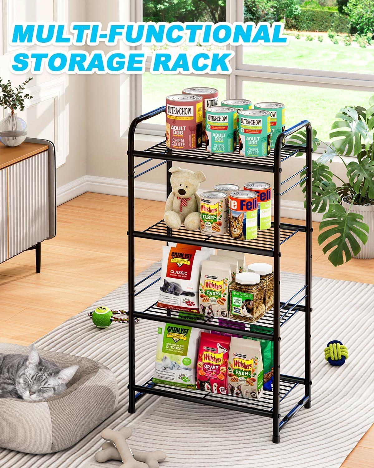 Rebrilliant 3 Tier Wire Shelves For Storage Rack Outdoor Indoor Waterproof, Stackable Metal 17.7-Inch Bathroom Organizer Shelf Stand, Perfect For Kitchen, Black