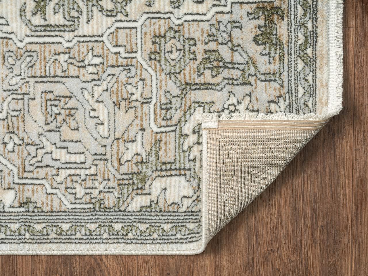 Abani Savoy Collection Area Rug Mid Century Modern Bedroom Living Room Decor Floor Rug 8 x 10 Beige Green