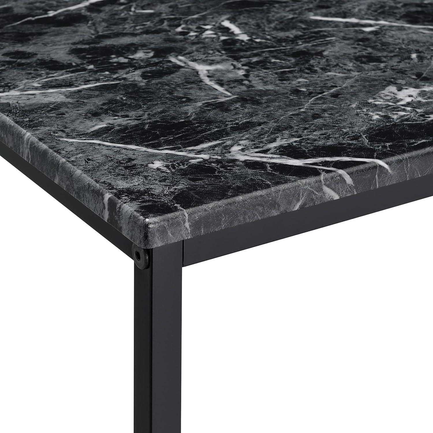 Black Marble MDF Top Console Table with Metal Frame