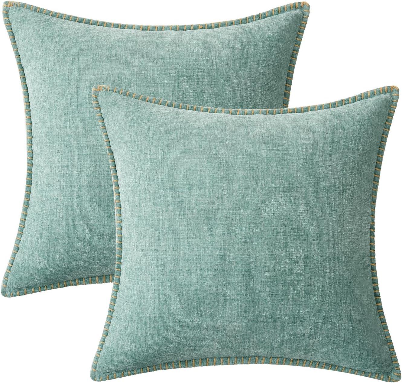 Teal Chenille 18x18 Euro Pillow Covers, Pack of 2