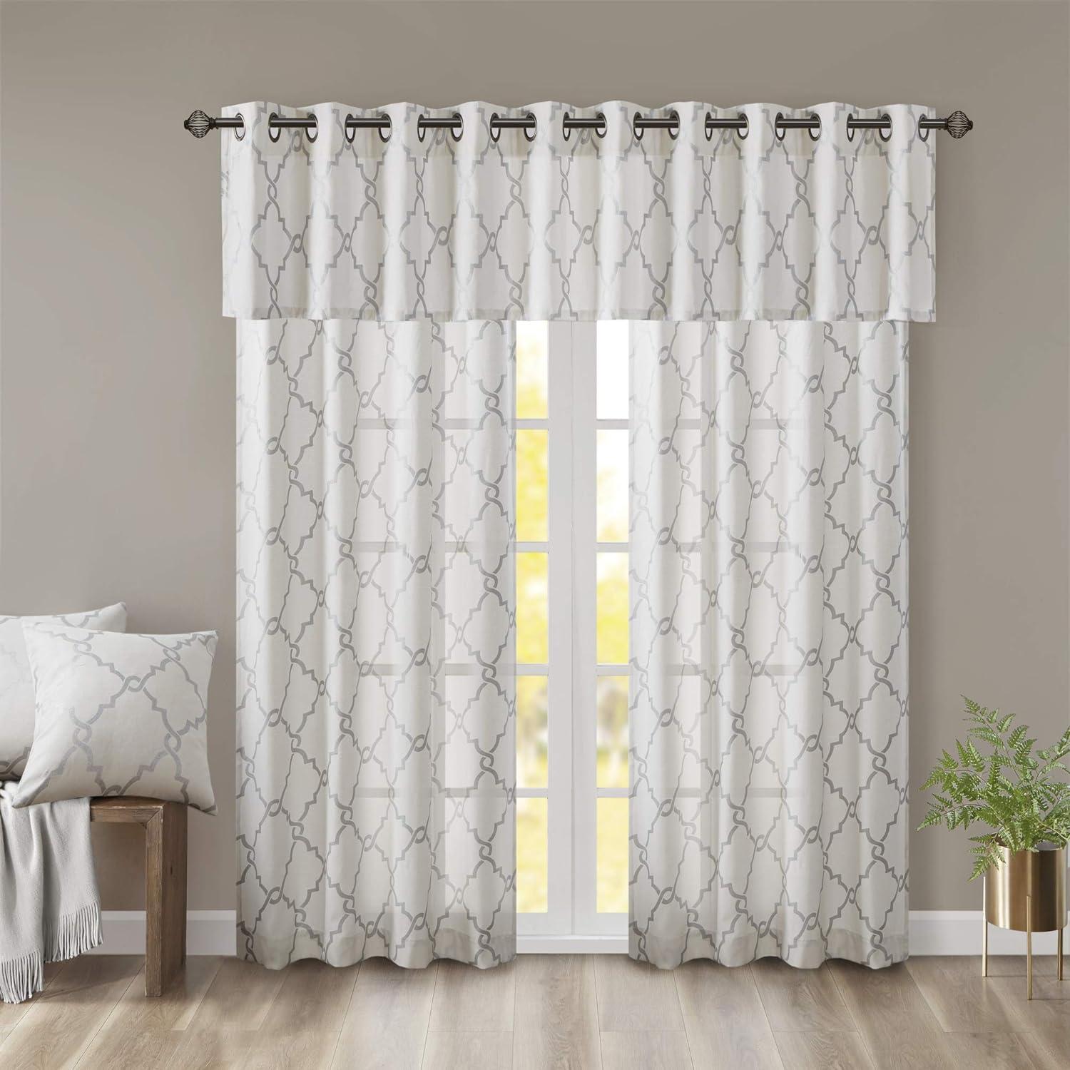 Fretwork Print Grommet Top Window Curtain Panel