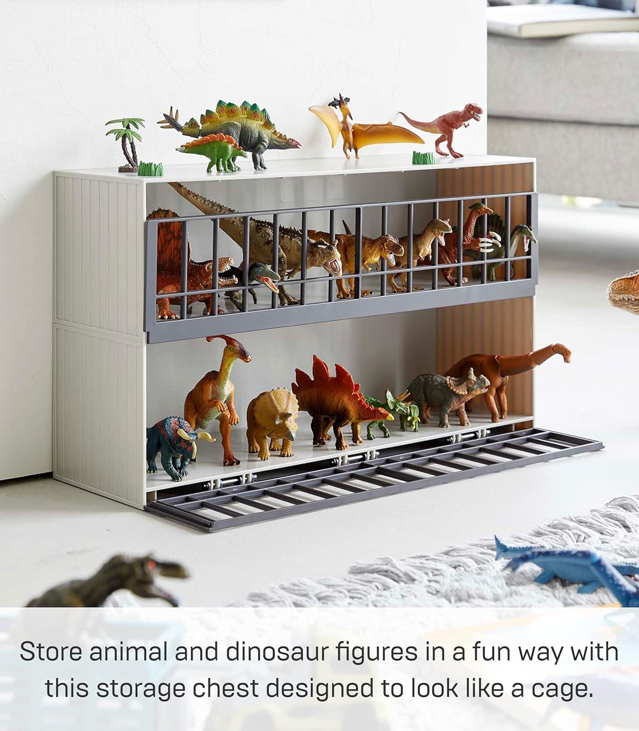 Yamazaki Home Yamazaki Home Two-Tier Toy Dinosaur and Animal Display Storage Rack, Children's Toy Bin Organizer