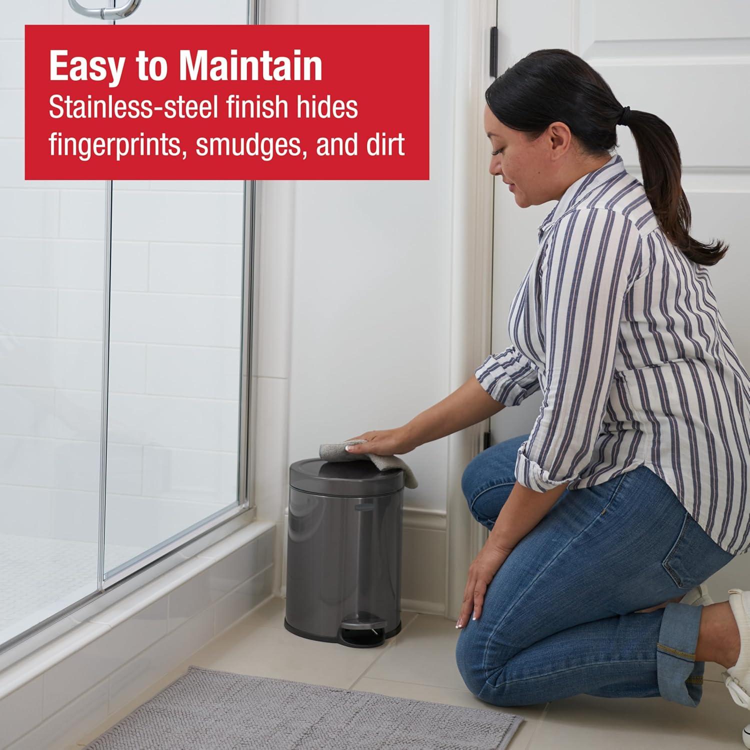 Rubbermaid 1.6 Gal. Stainless Steel Round Step-On Household Metal Trash Can
