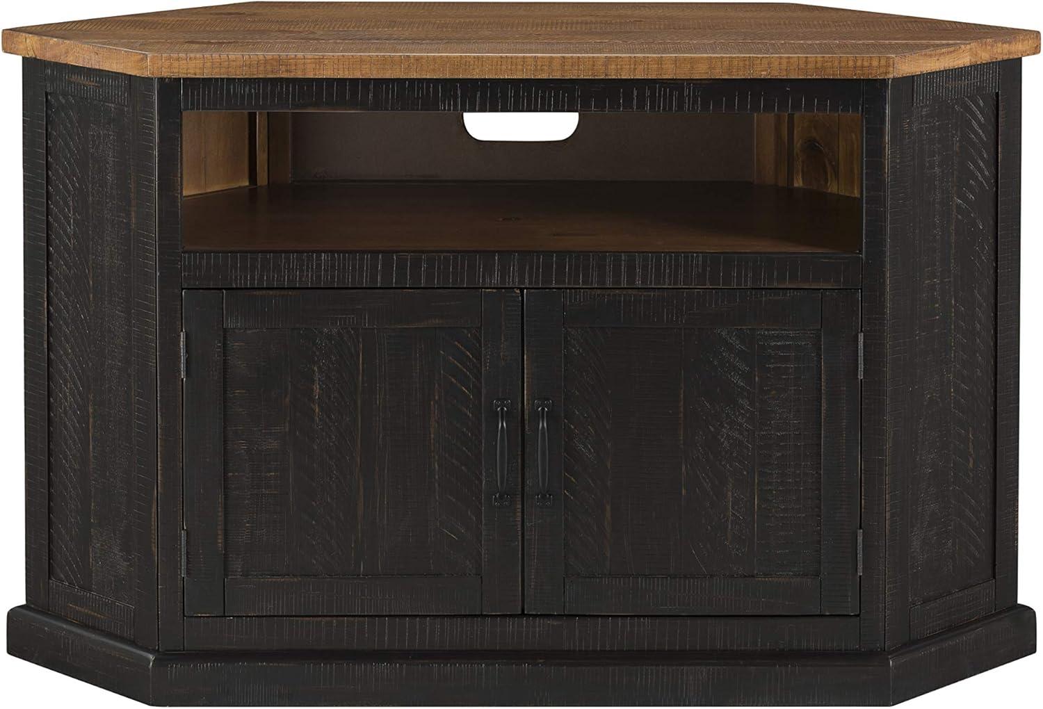 Martin Svensson Home Rustic Corner TV Stand for TVs up to 55", Antique Black and Honey