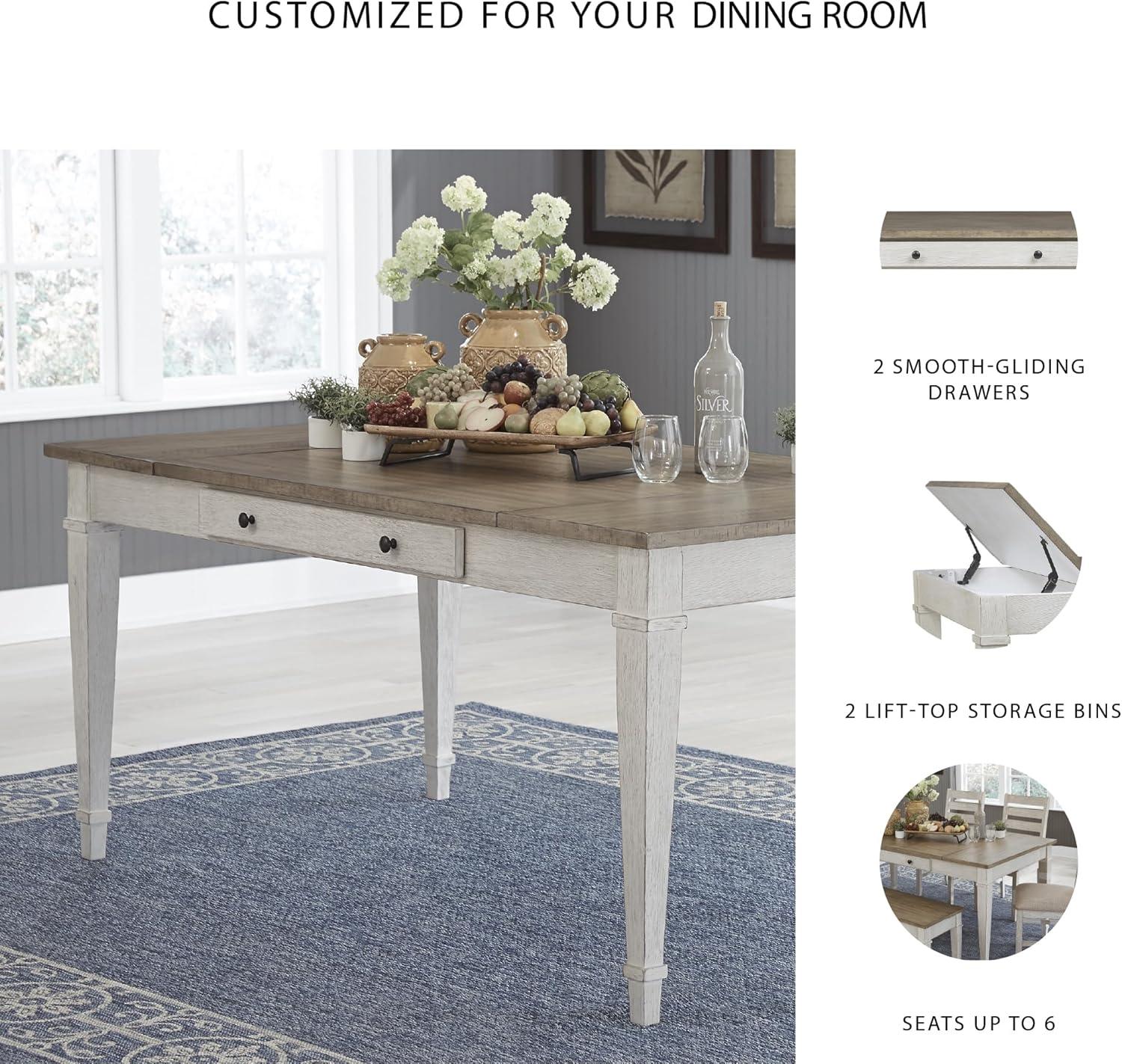 Signature Design by Ashley Casual Skempton Dining Table, White/Light Brown