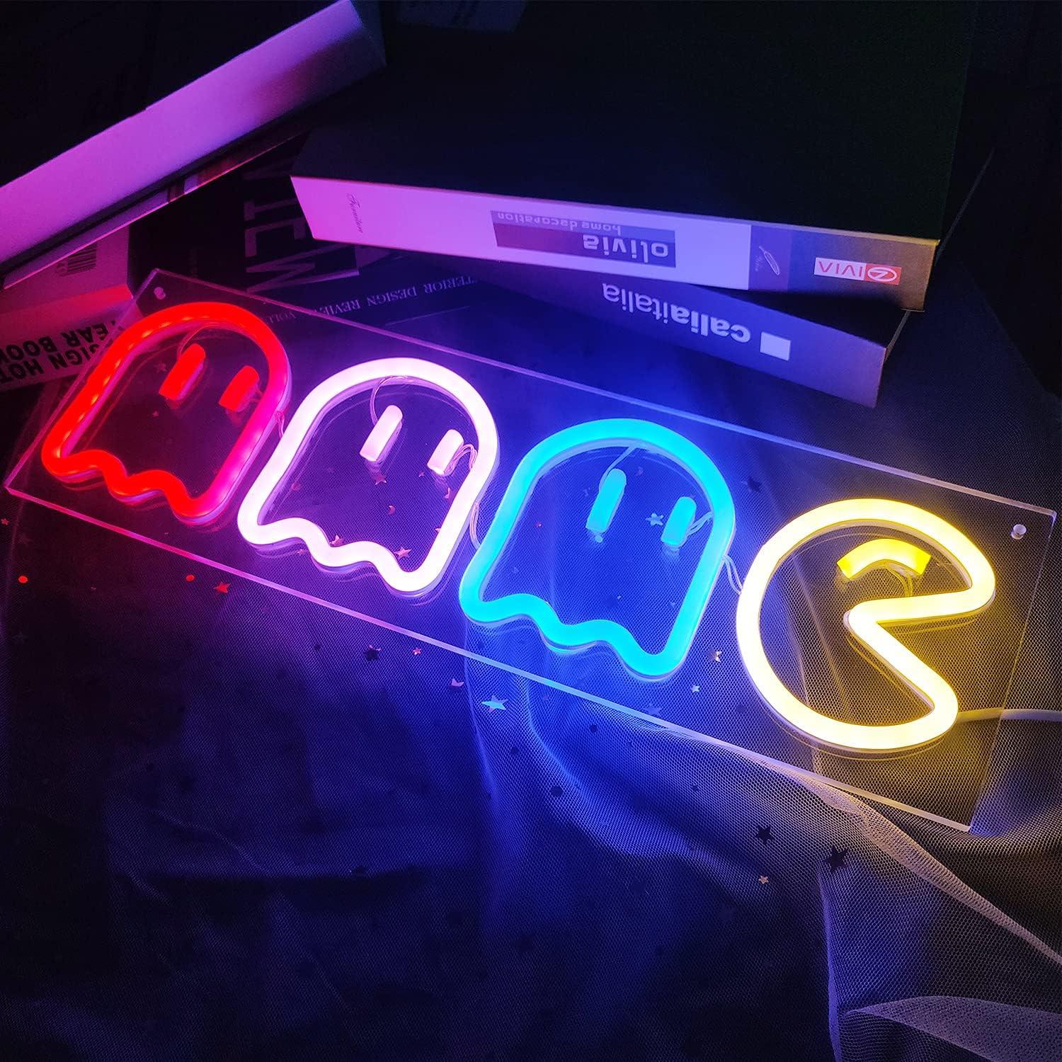 Retro Ghost Neon Wall Light for Kids Room Decor 16''x 6''