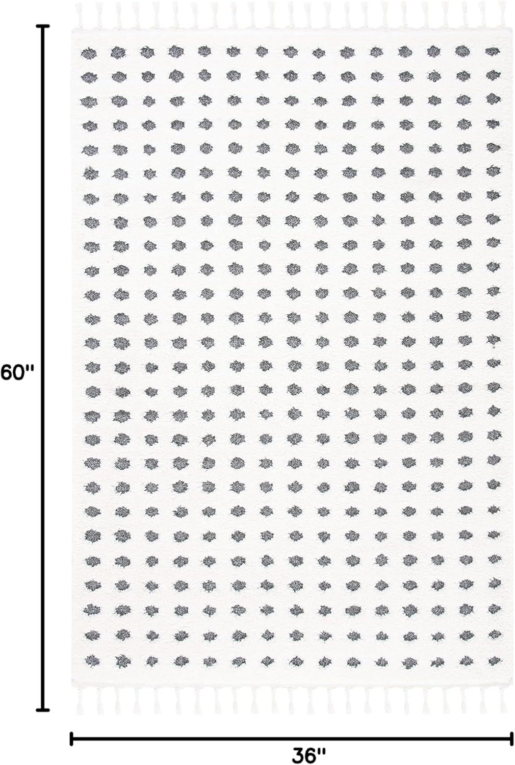 SAFAVIEH Moroccan Tassel Siofra Dot Print Shag Area Rug, Ivory/Grey, 3' x 5'