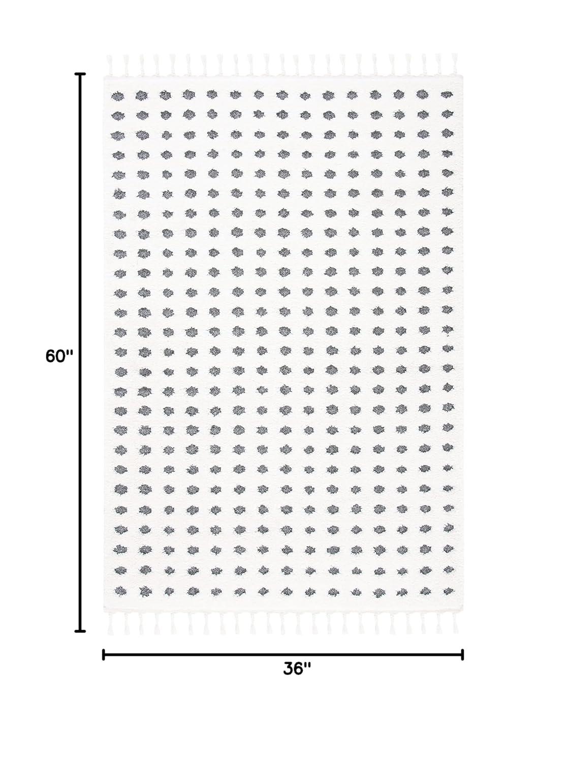 SAFAVIEH Moroccan Tassel Siofra Dot Print Shag Area Rug, Ivory/Grey, 3' x 5'
