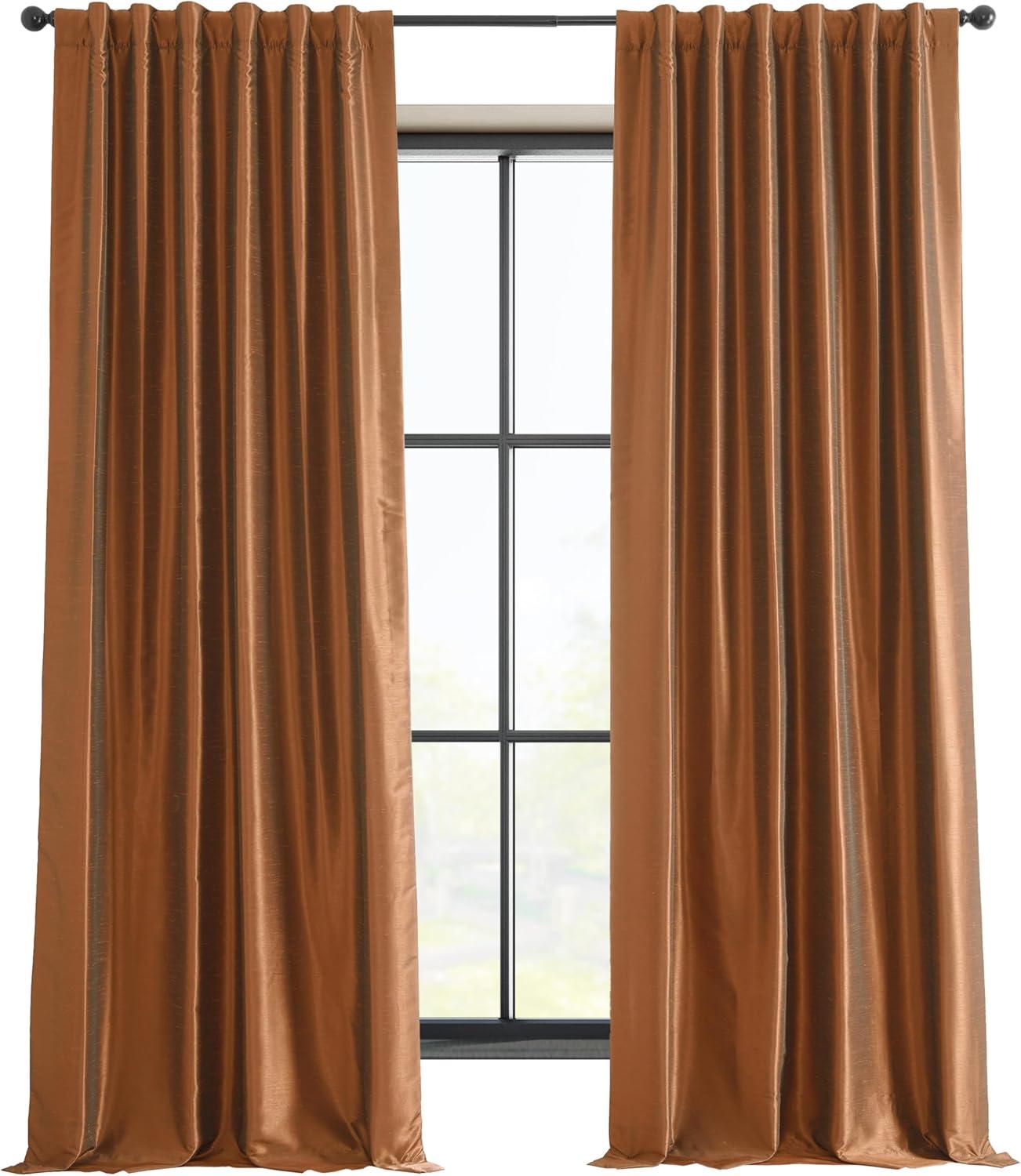 Half Price Drapes Copper Kettle Faux Dupioni Silk Blackout Curtains for Bedrooms (1 Panel),50WX 96L