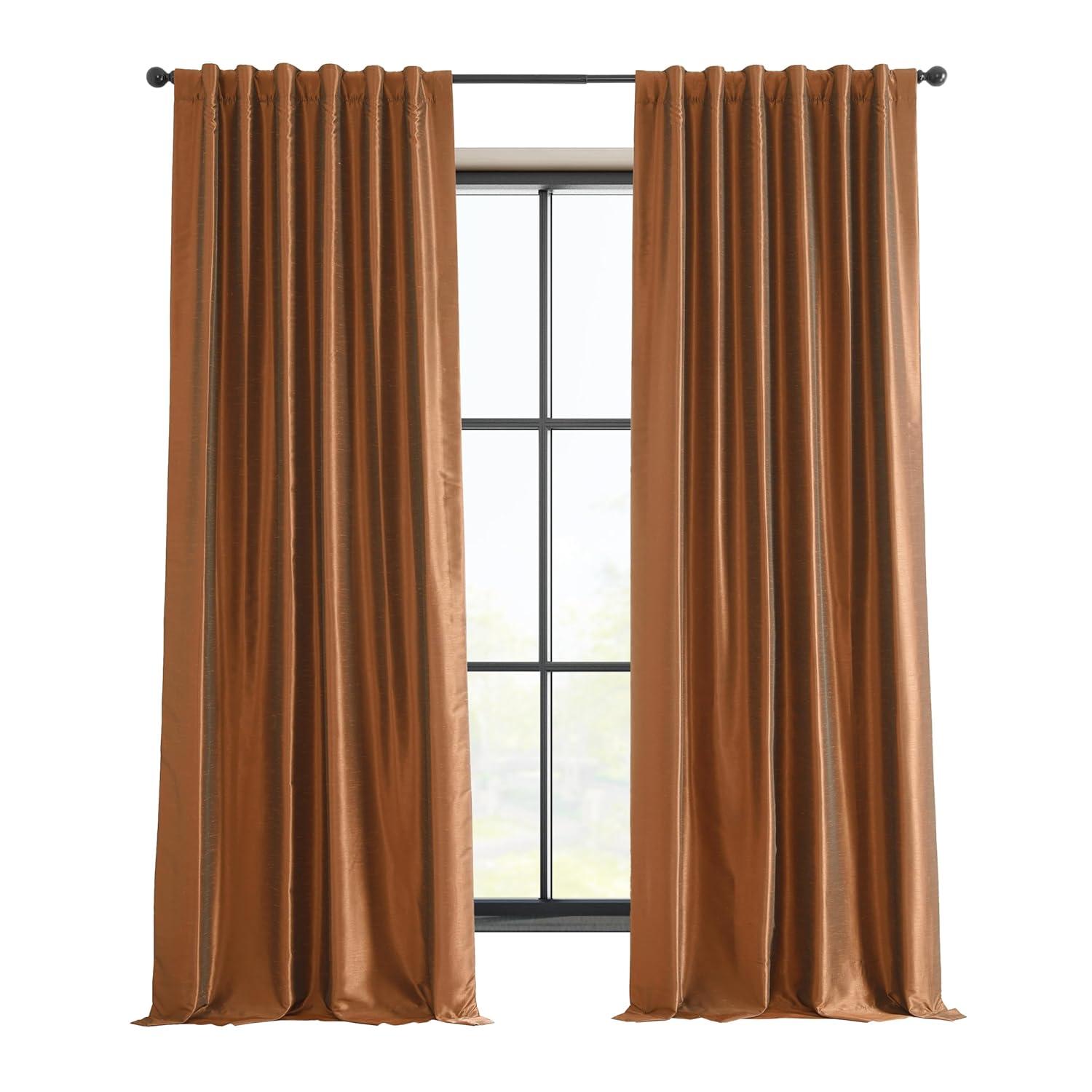 Half Price Drapes Copper Kettle Faux Dupioni Silk Blackout Curtains for Bedrooms (1 Panel),50WX 96L