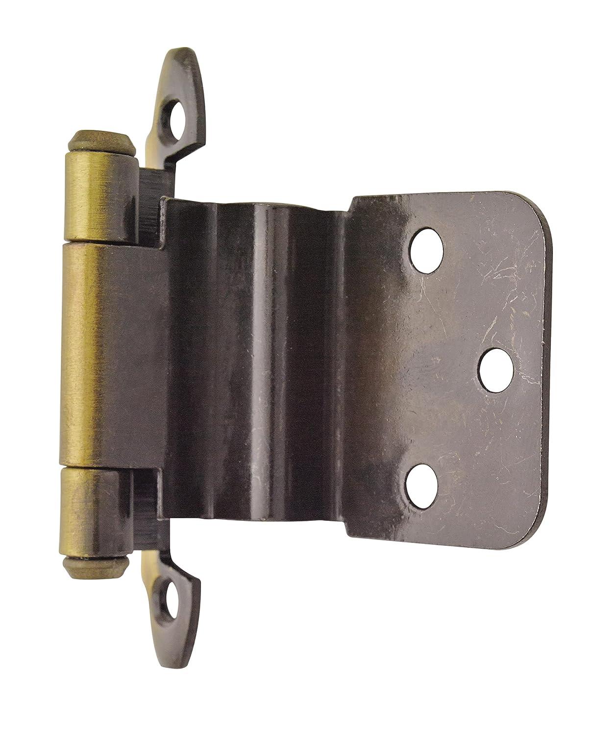 Antique Brass 3/8 Inch Self-Closing Cabinet Hinges, 2 Pack