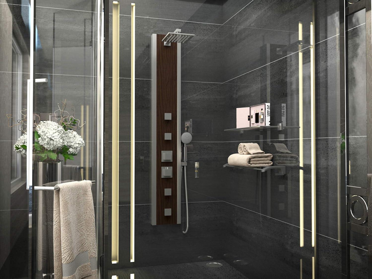 Mahogany Deco-Glass Full Body Shower Panel with Jets and Handheld