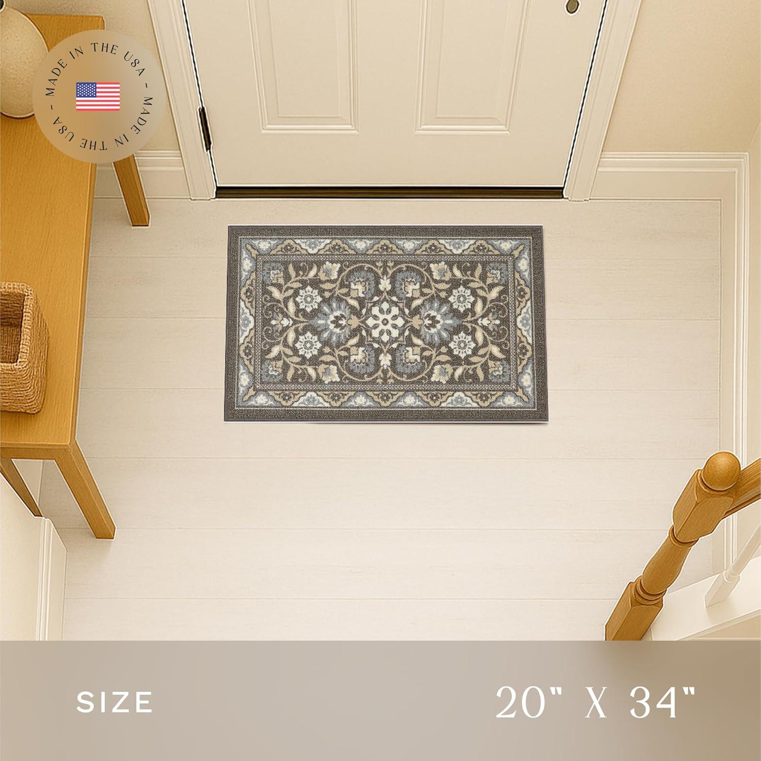 Maples Rugs - Made in USA - Florence Traditional Floral Indoor Accent Rugs, 1'8 x 2'10, Light Brown