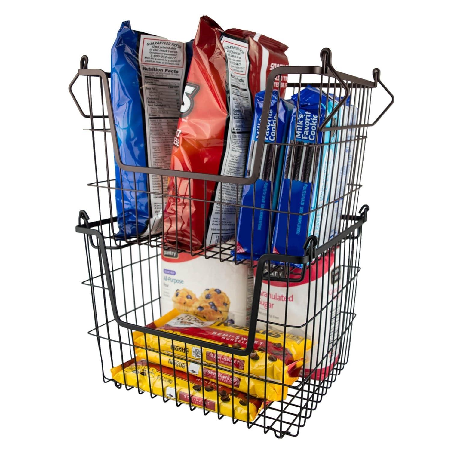 DII Metal Wire Mesh Stackable Utility Storage Bin, Medium, 11x11x8", Black