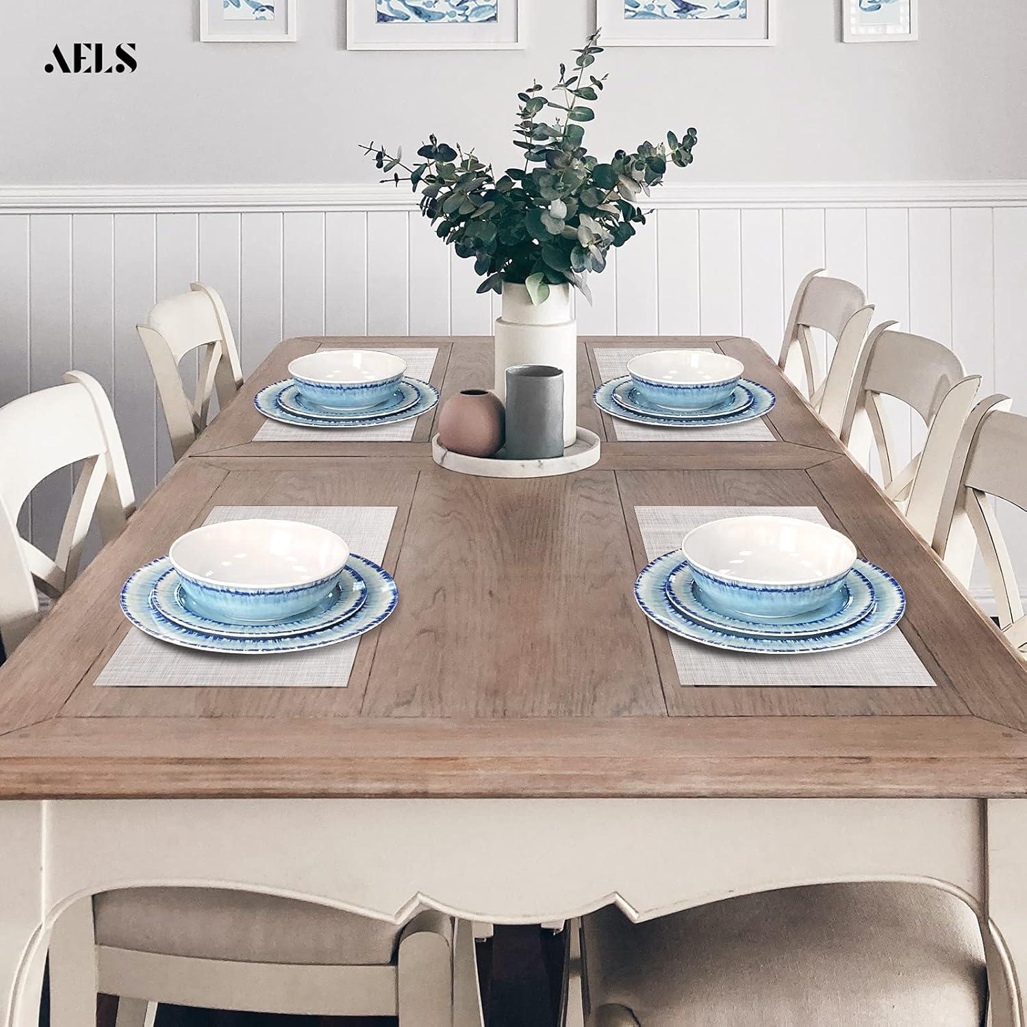 Hokku Designs Dinnerware Set of 12 Pcs, Lightweight Unbreakable, BPA Free,Dishwasher Safe