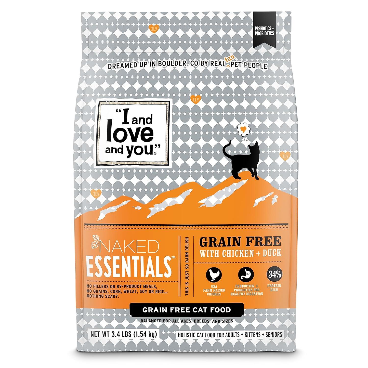 "I and love and you" Naked Essentials Chicken & Duck Flavor Dry Cat Food Grain-Free, 3.4 lb. Bag