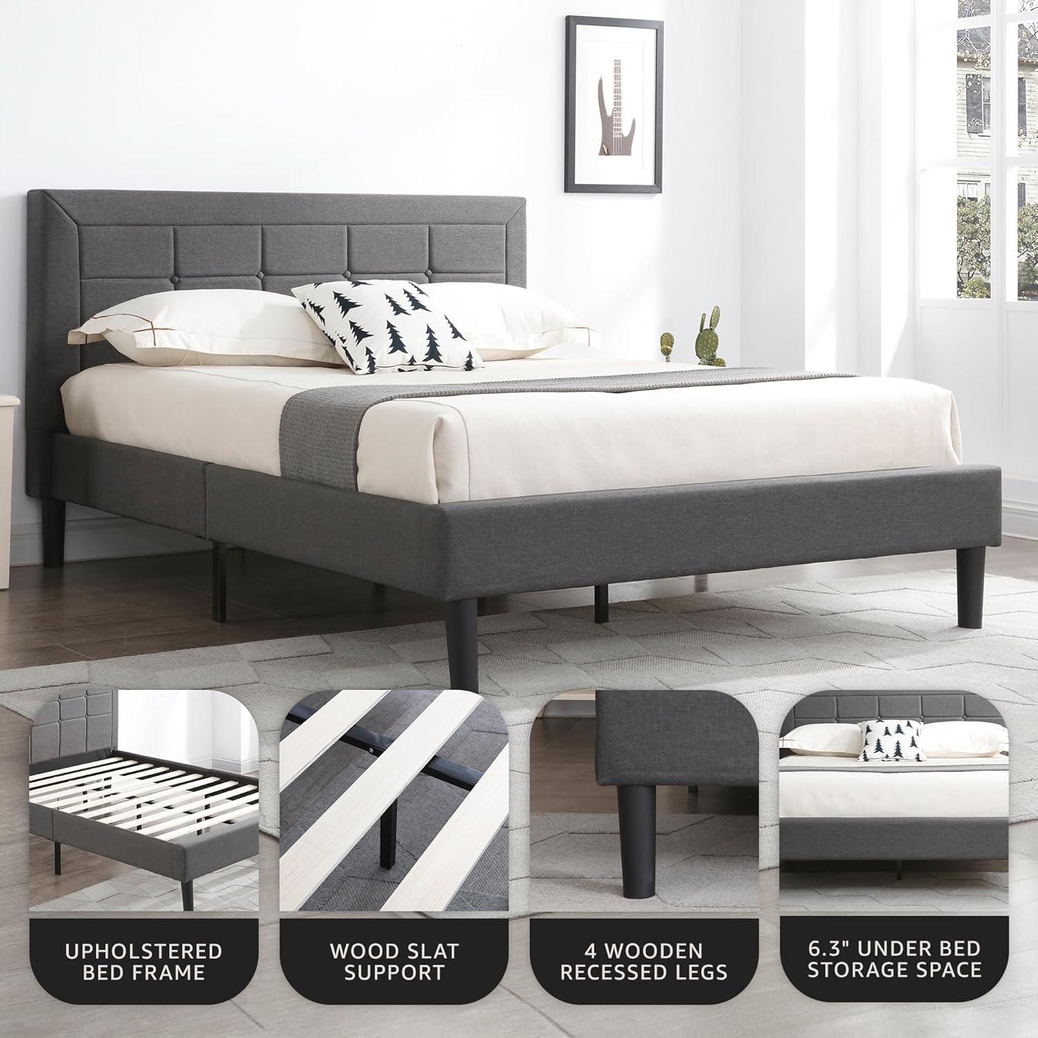 DeCoro Home DeCoro Mornington Upholstered Platform Bed Frame and Headboard