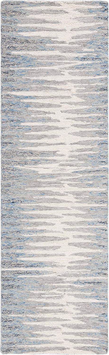 Abstract ABT926 Handmade Indoor Runner - Ivory/Dark Blue - 2'-3"x8' - Safavieh