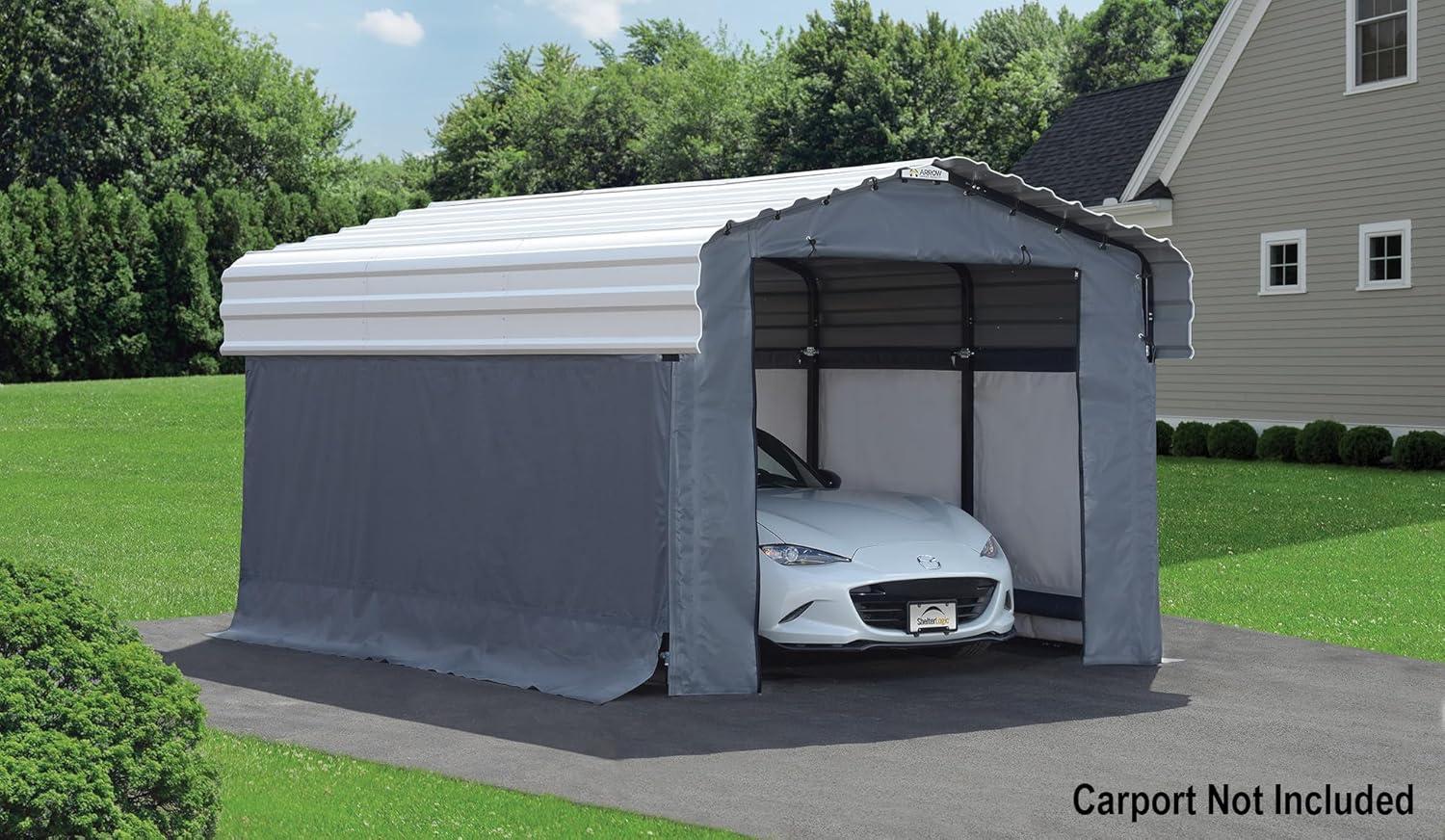 Gray Polyethylene Fabric Enclosure Kit for 10 x 15 ft Carports