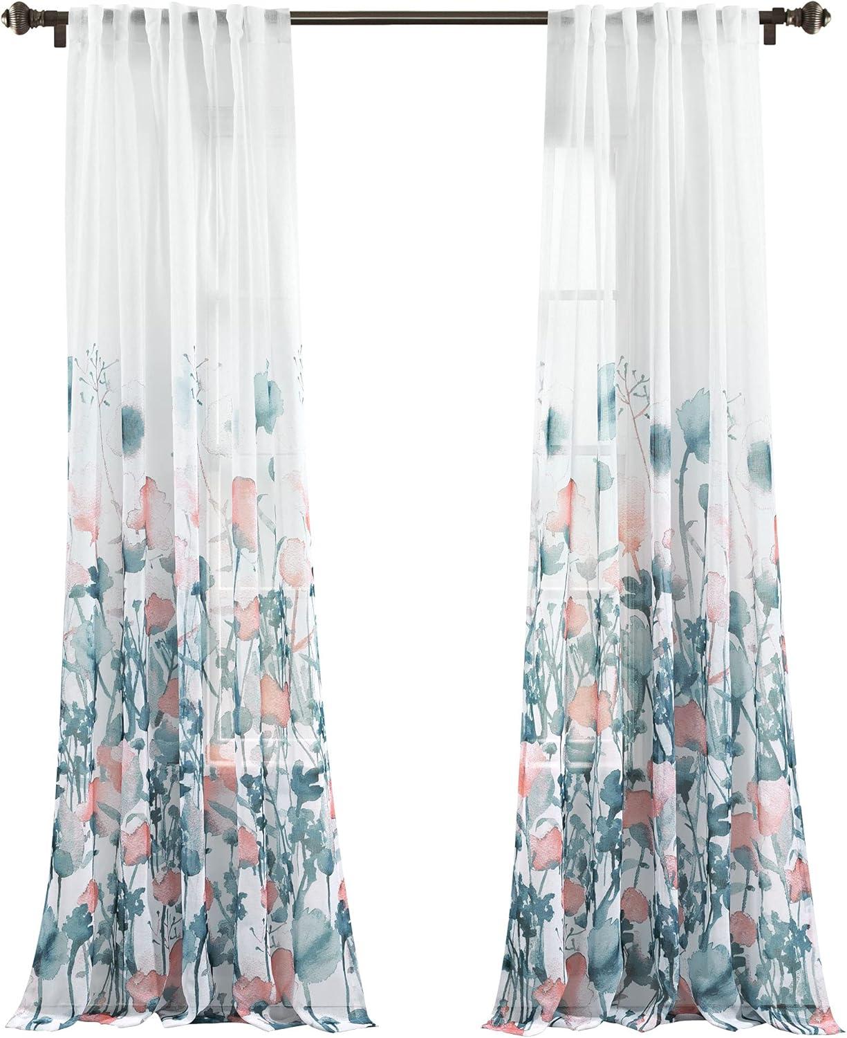 Lush Decor Zuri Floral Sheer Rod Pocket Curtain Panels (Set of 2)