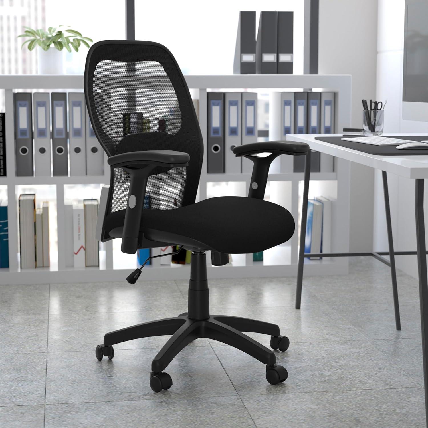 Mid-Back Black Super Mesh Executive Swivel Office Chair with Mesh Padded Seat - Belnick