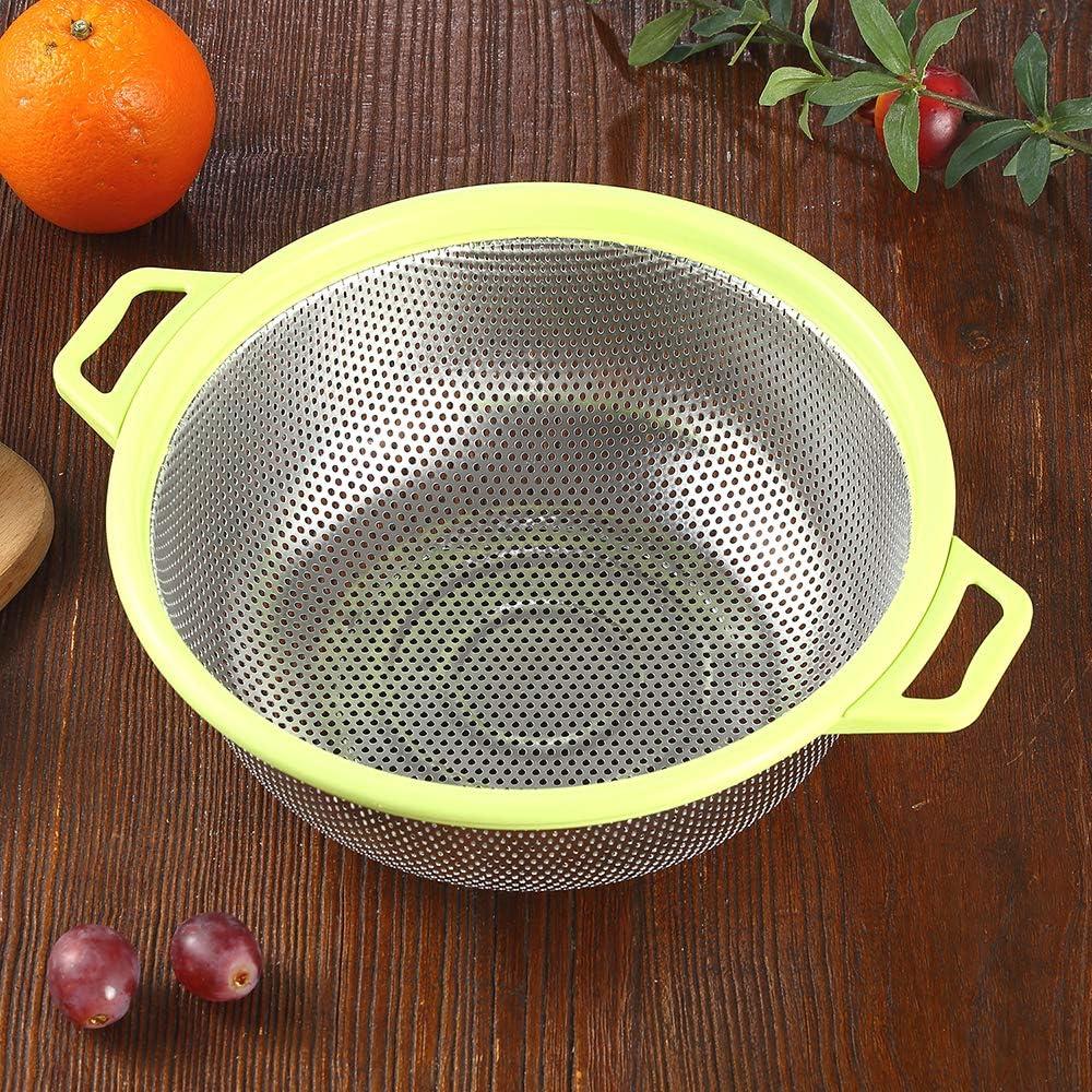 Green Stainless Steel Colander with Handles and Legs, 5-Quart