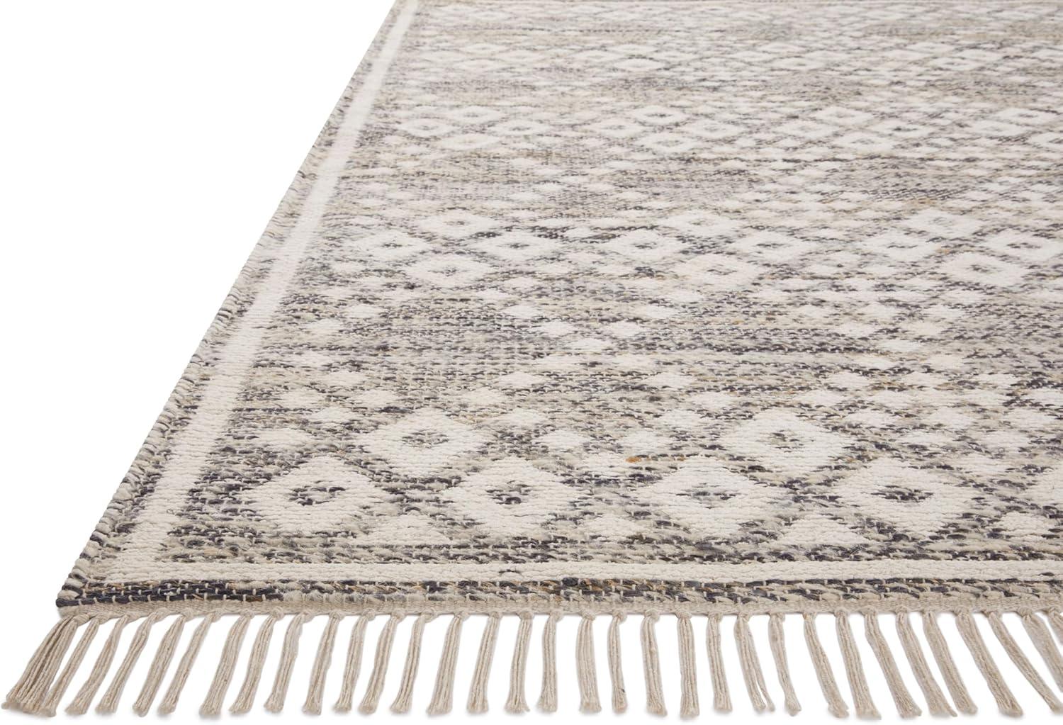 Denim and Ivory Wool Cotton Trellis Area Rug 3'-6" x 5'-6"