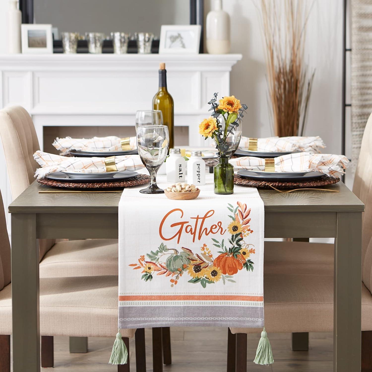 Gather Fall Squash Reversible Table Runner 14X72