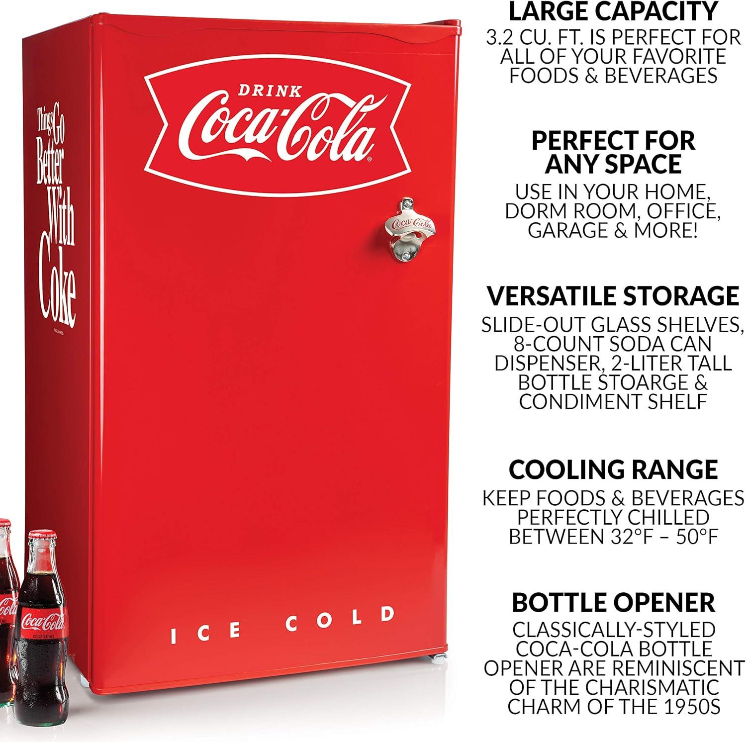 Compact Red Coca-Cola Refrigerator with Freezer