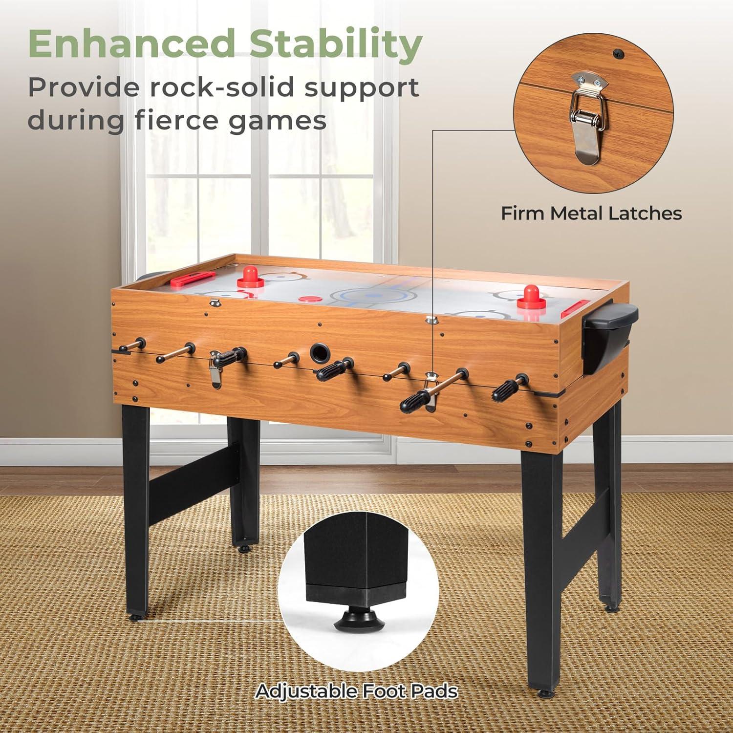 JETEHO Multi Game Table, 3-In-1 48" Combo Game Table W/Soccer, Billiard, Slide Hockey, Wood Foosball Table, Perfect For Game Rooms, Arcades, Bars, Parties, Family Night