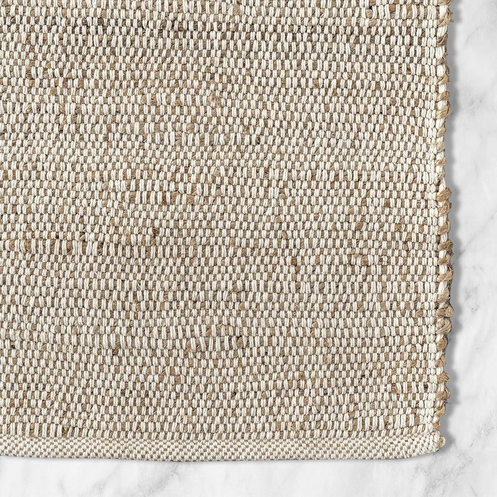 Nuloom 9x12 Elfriede Jute & Cotton Hand Woven Indoor Area Rug, Natural, Solid Rustic Farmhouse Style Natural Fiber Bedroom, Living Room,