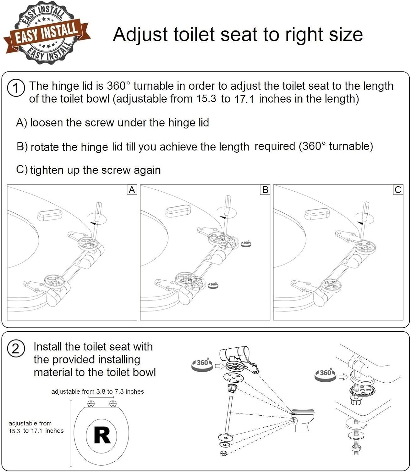 Sanilo Soft Close Toilet Seat ROUND, Quiet and Slow Close Lid and Seat, Strong Bumpers and Hinges, Antique