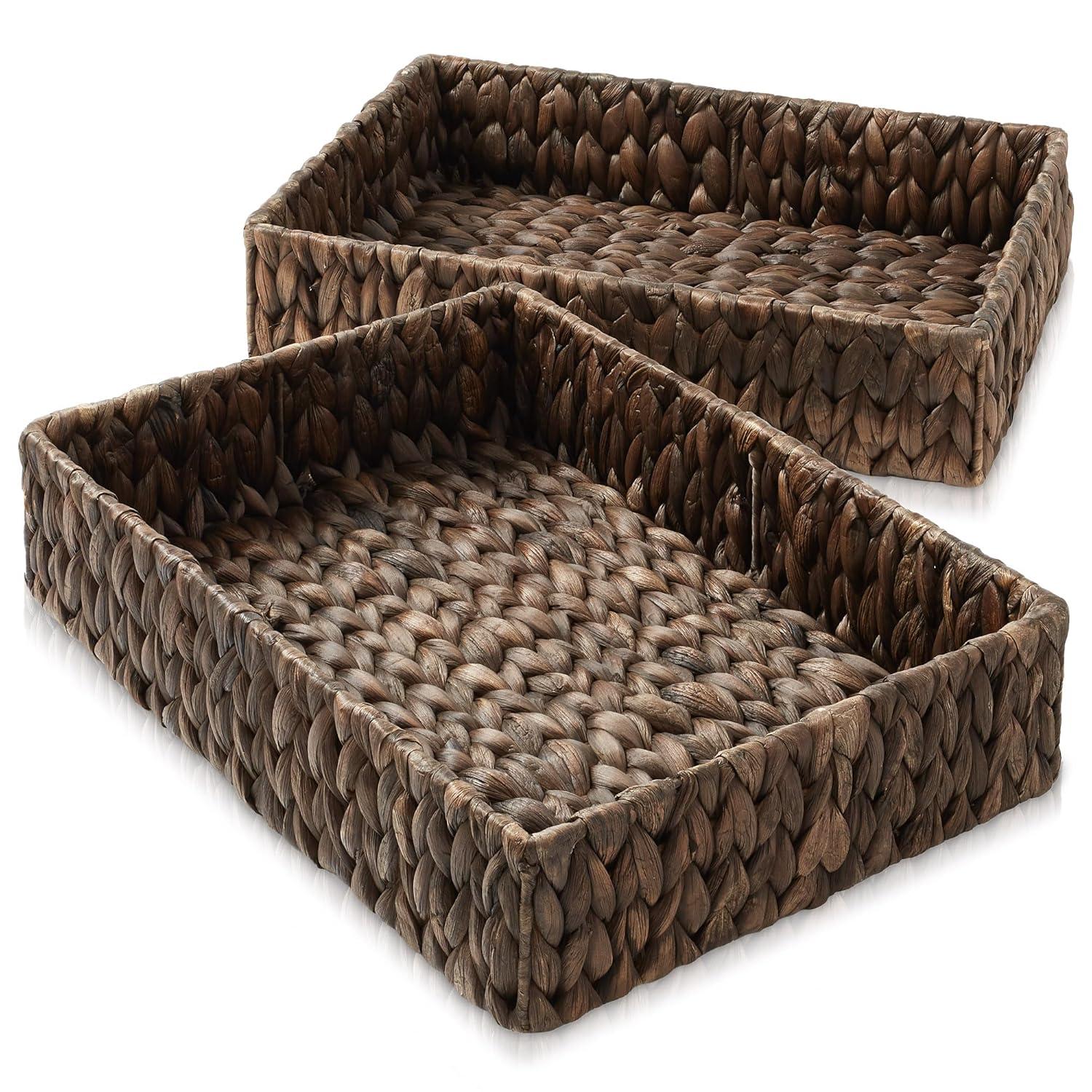 Casafield Casafield Bathroom Storage Baskets, Water Hyacinth Toilet Tank Topper Bins (Set of 2)