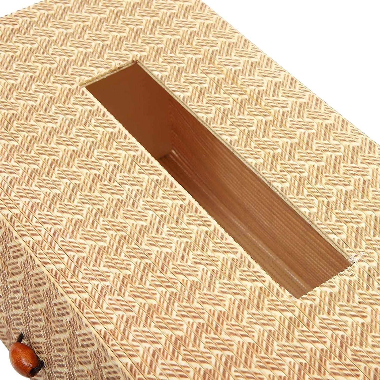 Juvale Bamboo Cane Material Tissue Box Cover for Home and Bathroom Decor, 11 x 6 x 5 In