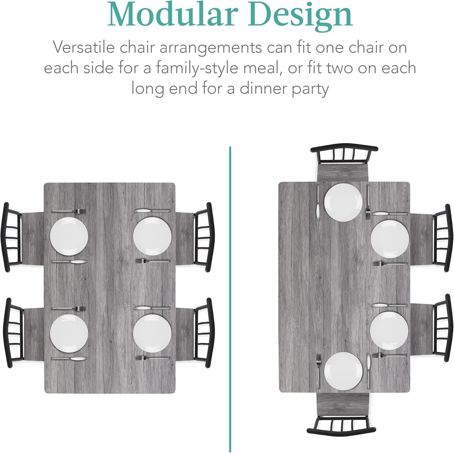 Best Choice Products 5-Piece Indoor Modern Metal Wood Rectangular Dining Table Furniture Set w/ 4 Chairs