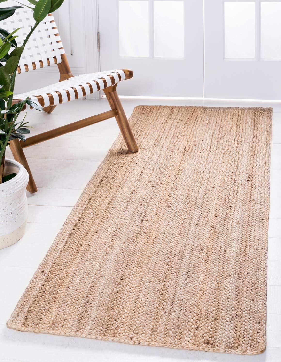 Unique Loom 2'6"x6' Braided Jute Dhaka Natural Indoor Area Rug