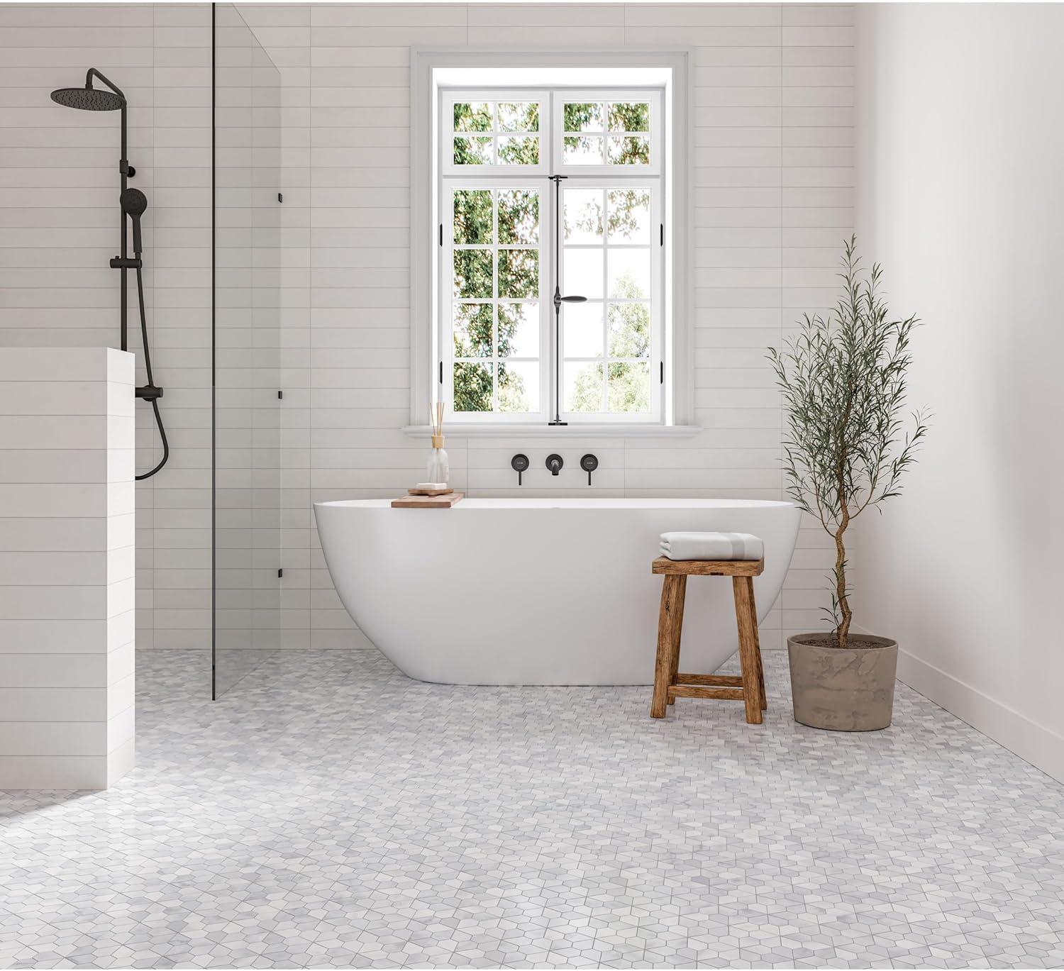 Bedrosians Allora Hexagon Matte Porcelain Tile 9 x 10, Solid Black (12.67 sq. ft./Case)