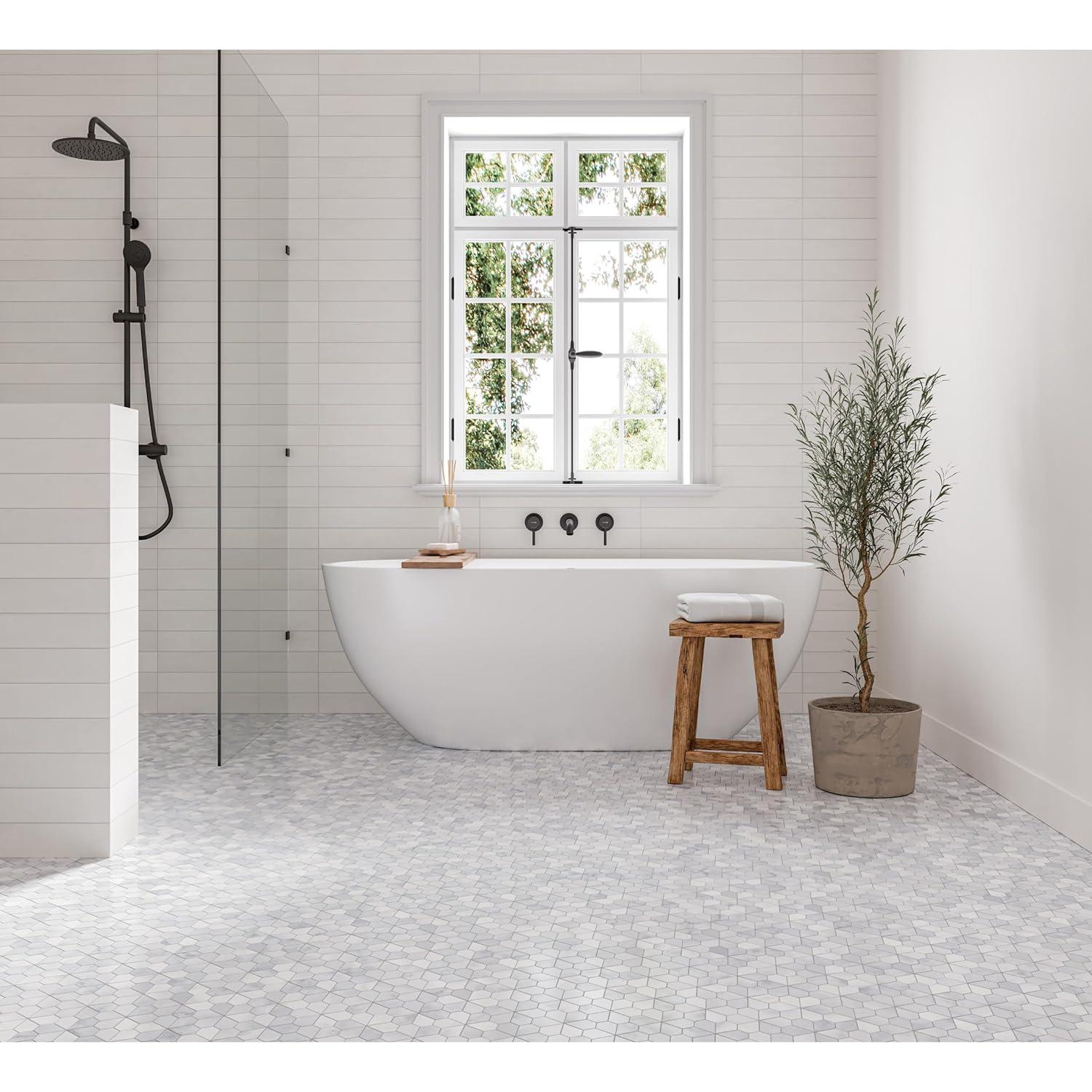 Bedrosians Allora Hexagon Matte Porcelain Tile 9 x 10, Solid Black (12.67 sq. ft./Case)