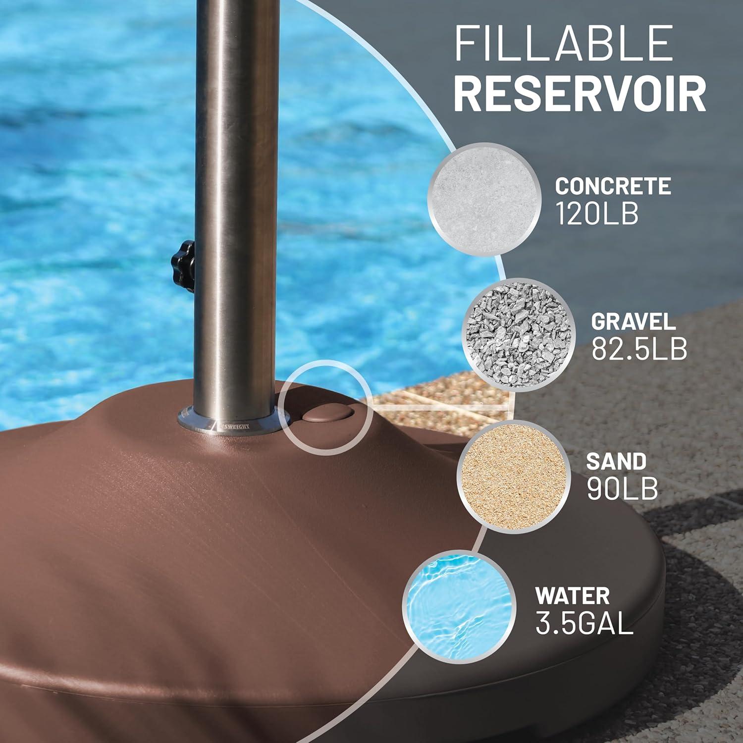 US Weight Fillable 120lb Capacity Free Standing Patio Umbrella Base