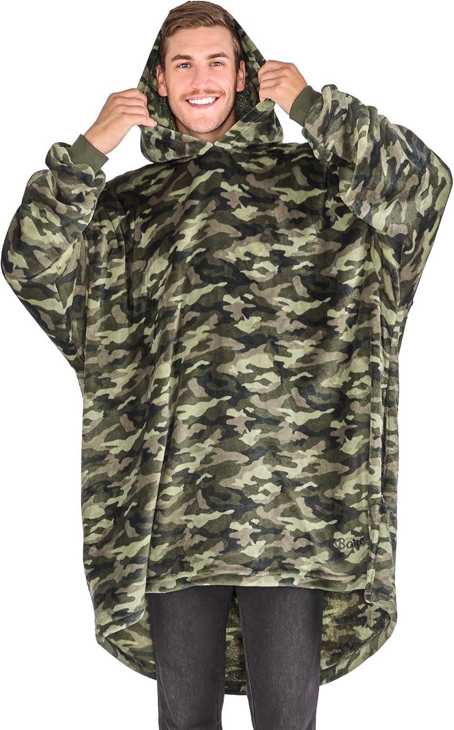 Adult Bare Homey B-Chill Microplush Wearable Blanket, Camo - Green