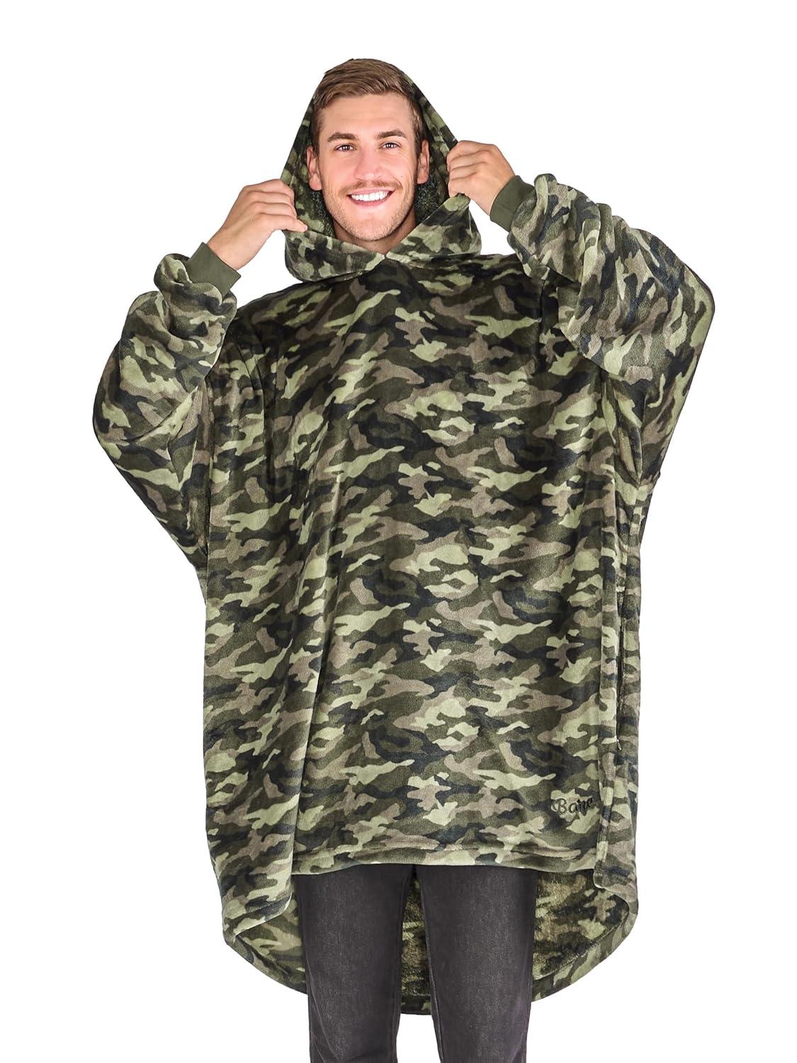 Adult Bare Homey B-Chill Microplush Wearable Blanket, Camo - Green